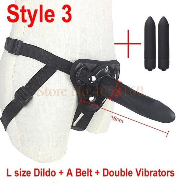 5 / 6 / 7 Inch Big G-Spot Dildo Strap-On Harness Kit Silicone Dildo Strapon Penis Bullet Vibrator Couples / Lesbian Sex Toys