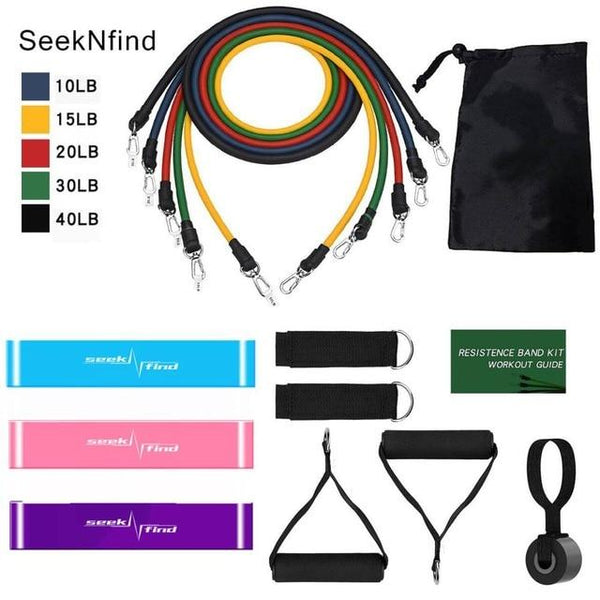 New 14Pcs Resistance Bands Set Yoga Exercise Fitness Band Rubber Loop Tube Bands Gym Fitness Exercise Pilates Yoga Brick