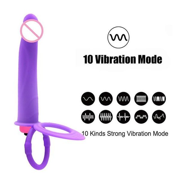 Double Penetration Vibrator Sex Toys Penis Strapon Dildo Vibrator, Strap On Penis Anal Plug for Man, Adult Sex Toys for Beginner