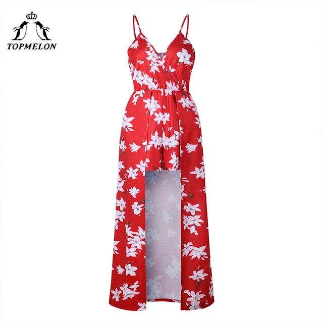 TOPMELON Dress Women Summer Beach Floral Dress 2018 Elegant Long Maxi Cut Out Sleeveless Dresses Casual Party Romper Plus Size