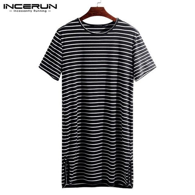Homewear Dress 2019 Fashion Men Pajama Lounge Stripe Summer Tops Loose Short Sleeve Sleepwear Nightshirt Underwear Hombre