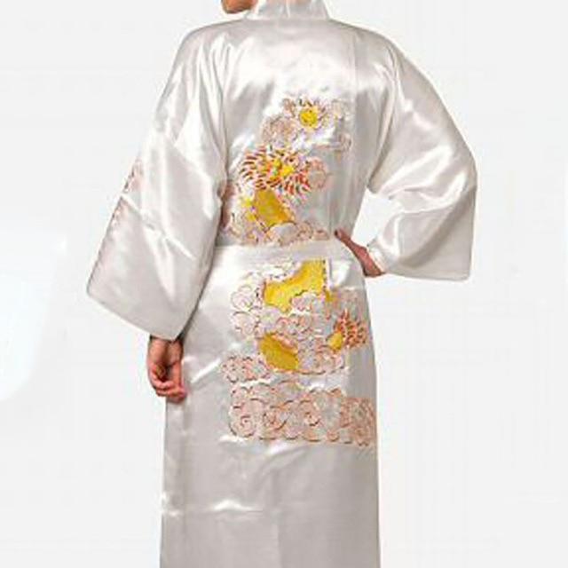 7colors Traditional Japanese Kimono Emboridery Dragon Robe Men Nightgown Yukata Sleepwear Satin Men's Quimono Samurai Male