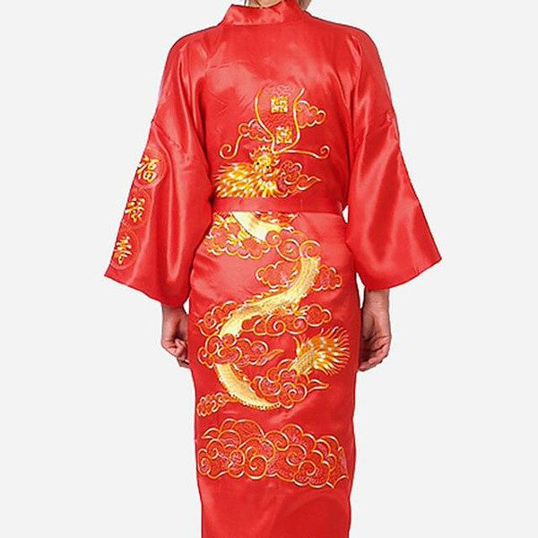 7colors Traditional Japanese Kimono Emboridery Dragon Robe Men Nightgown Yukata Sleepwear Satin Men's Quimono Samurai Male