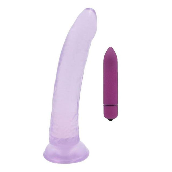 YEMA 2 PCS Violet Realistic Dildo&10 Mode Bullet Vibrator Sex Toys for Women Strap On Clitoris G Spot Stimulater Vibrators