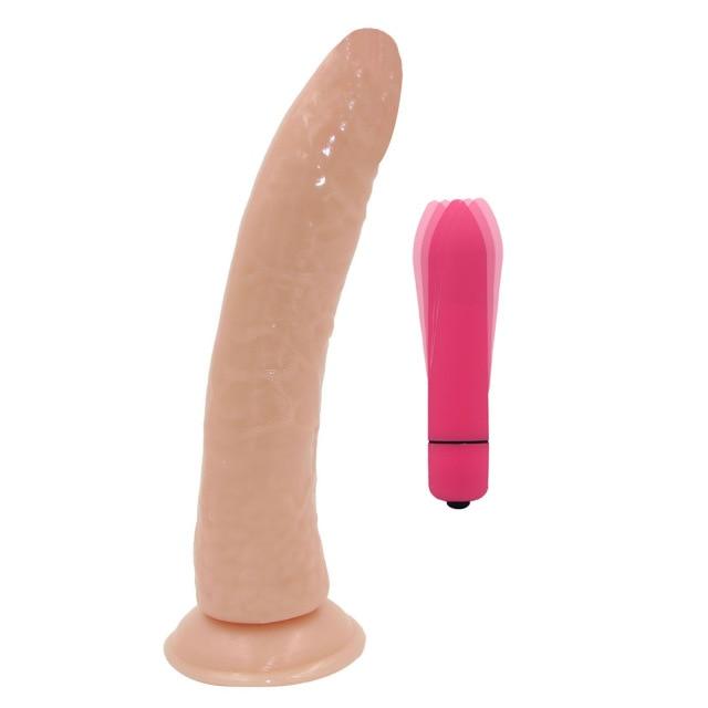 YEMA 2 PCS Violet Realistic Dildo&10 Mode Bullet Vibrator Sex Toys for Women Strap On Clitoris G Spot Stimulater Vibrators