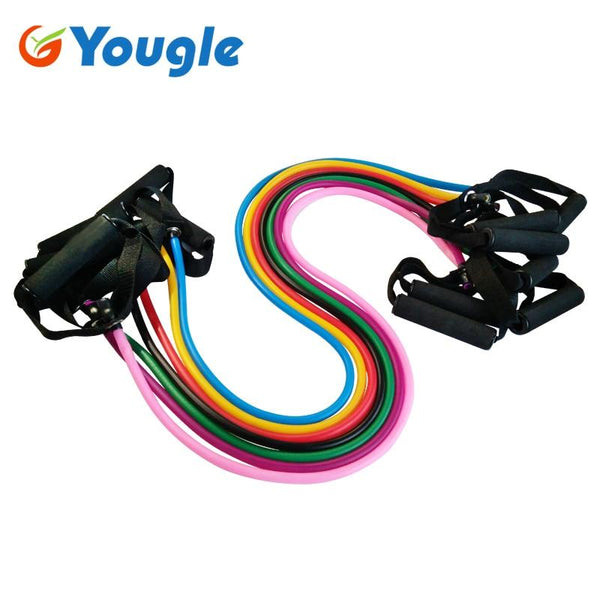 YOUGLE Pilates Latex Tubing Expanders Exercise Tubes Strength Resistance Band Sets Fitness Equipment Pull belt Rope