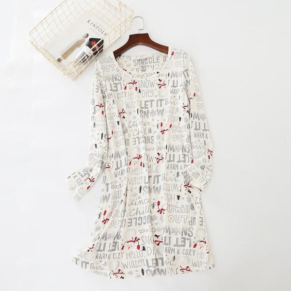 2019 New Casual Night Dress Sleepwear Soft Cotton Long Sleeve Stretchy Nightgown Female Nightwear Night Sleeping Gown For Women