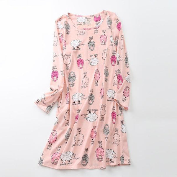 2019 New Casual Night Dress Sleepwear Soft Cotton Long Sleeve Stretchy Nightgown Female Nightwear Night Sleeping Gown For Women