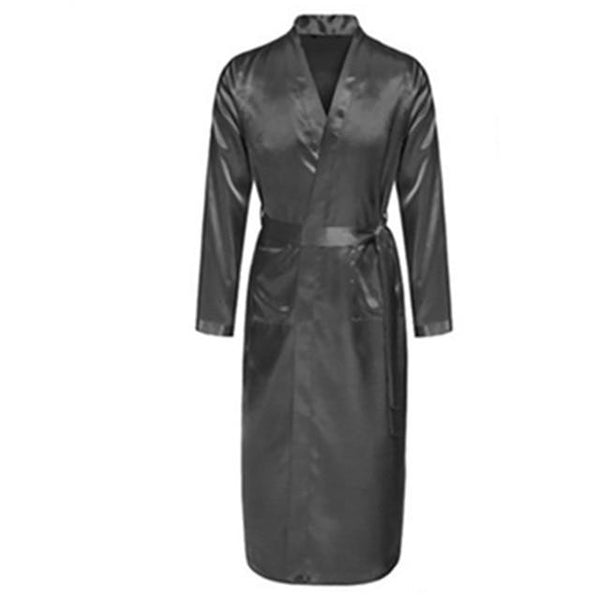 Men's Silk Satin Bathrobe Robe Long Solid Silk Pajamas Men Silk Nightgown Sleepwear kimono homme Dressing Gown