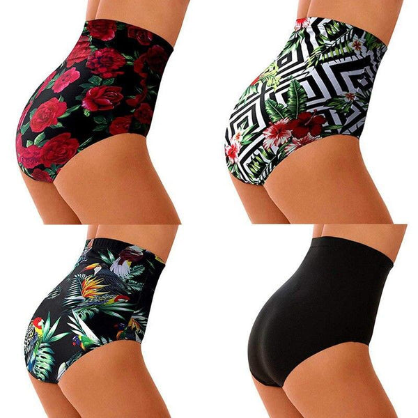 New Summer Women High Waisted Bikini Swim Shorts Bottom Fashion Floral Printed Female Swimsuit Swimwear Bathing Panty Briefs