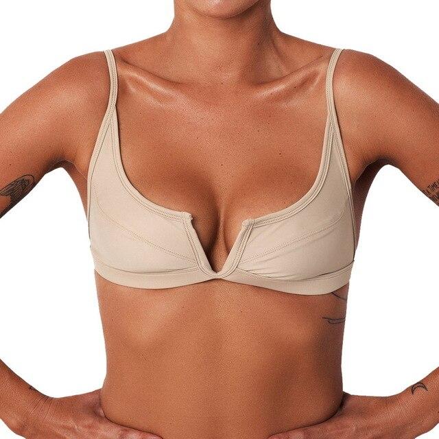 2019 Sexy Women Bikini Top Push Up Black Sport Bra Vest Swimsuit Bandage Bandeau Beach Swimwear Solid Bathing Suit Beachwear