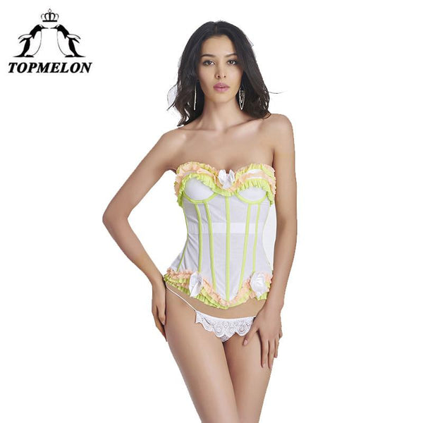 TOPMELON Women Sexy Push Up Bustiers Lace Steampunk Corsets Waist Trainer Punk Gothic Corselet Sexy Backless Party Club Korset