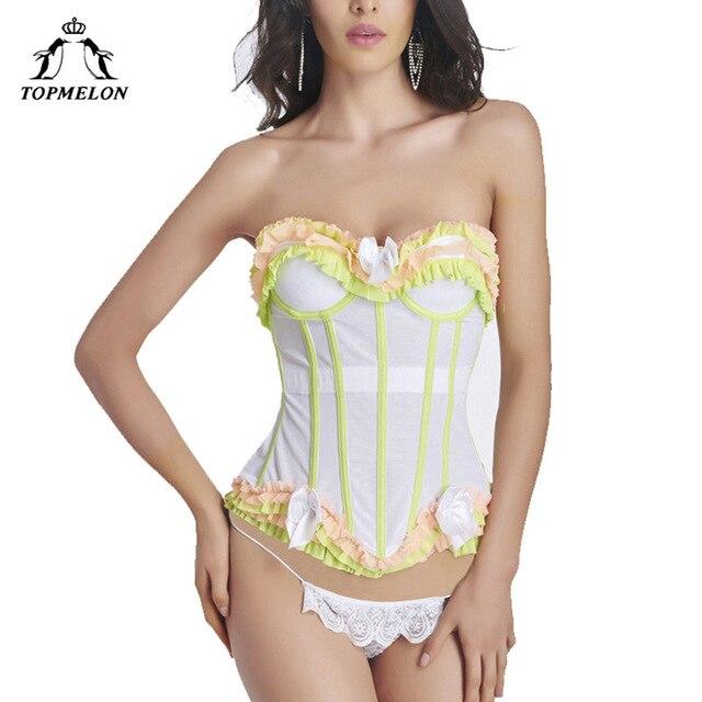 TOPMELON Women Sexy Push Up Bustiers Lace Steampunk Corsets Waist Trainer Punk Gothic Corselet Sexy Backless Party Club Korset