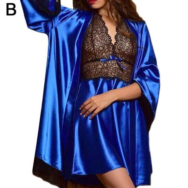 4 Colors Women Sexy V-neck Silk Satin Night Dress Long Sleeveless Nighties V-neck Nightgown Nightdress Lace Sleepwear Nightwear