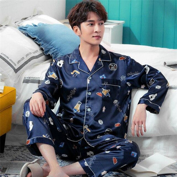 2019 New Satin Silk Pajamas Shorts for Men Rayon Silk Sleepwear Male Pajama Set Soft Nightgown for Men Pyjamas