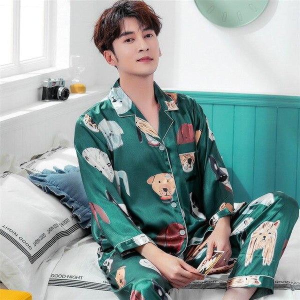 2019 New Satin Silk Pajamas Shorts for Men Rayon Silk Sleepwear Male Pajama Set Soft Nightgown for Men Pyjamas