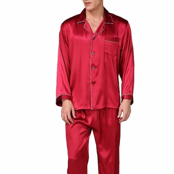 Men's Stain Silk Pajama Set Modern Style Sleepwear Men Sexy Soft Cozy Satin Nightgown  Lounge Pajama Sets Nightwear