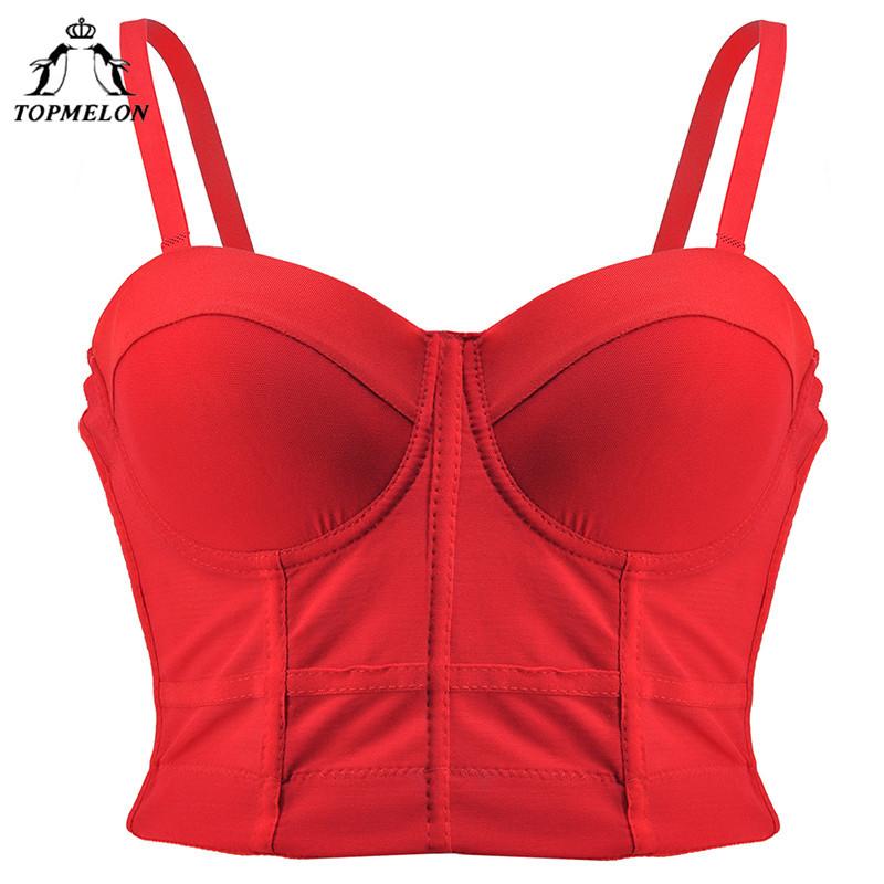 TOPMELON Gothic Corset Sexy Fashion Overbust Bustier Solid Slim Tops for Women White Red Black Corsets Sleeveless Top for Summer