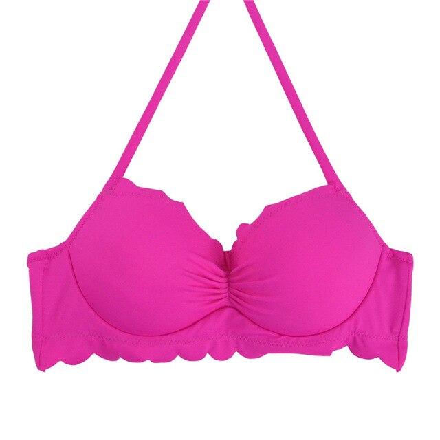 M&M 2019 Sexy Halter Bikinis Top Push Up Padded Summer Swimwear Print Swimsuit Solid Beachwear Sport Bandage Bathing Suit T604