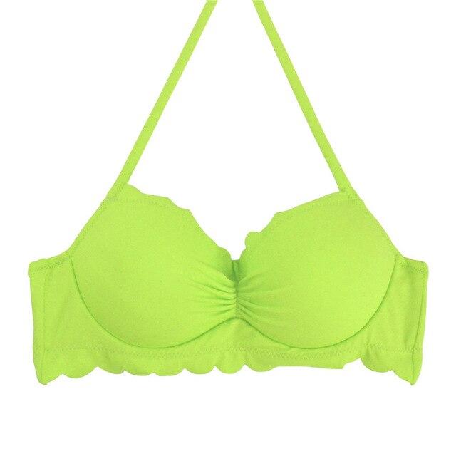 M&M 2019 Sexy Halter Bikinis Top Push Up Padded Summer Swimwear Print Swimsuit Solid Beachwear Sport Bandage Bathing Suit T604