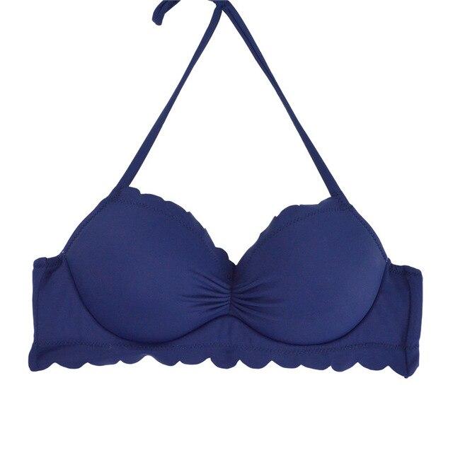 M&M 2019 Sexy Halter Bikinis Top Push Up Padded Summer Swimwear Print Swimsuit Solid Beachwear Sport Bandage Bathing Suit T604