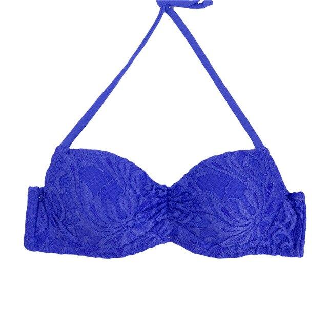 M&M 2019 Sexy Halter Bikinis Top Push Up Padded Summer Swimwear Print Swimsuit Solid Beachwear Sport Bandage Bathing Suit T604