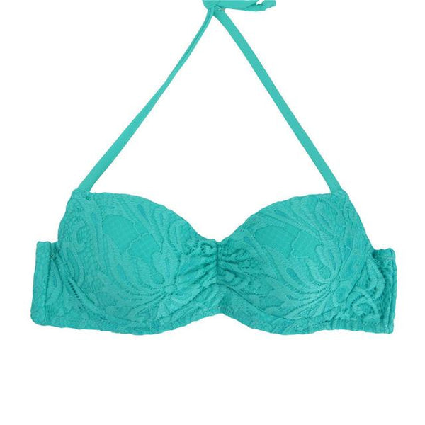 M&M 2019 Sexy Halter Bikinis Top Push Up Padded Summer Swimwear Print Swimsuit Solid Beachwear Sport Bandage Bathing Suit T604