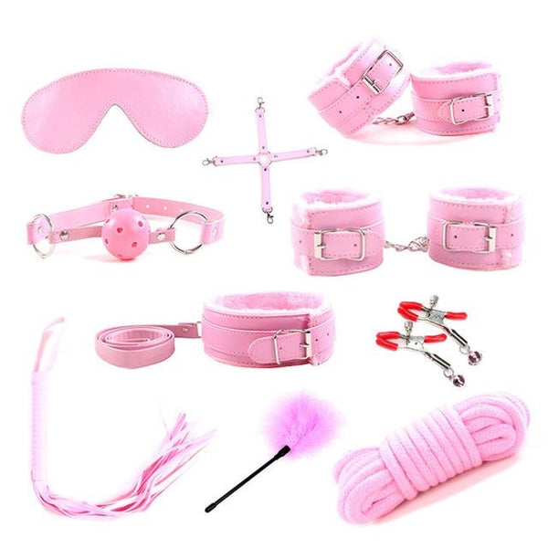 Dildo Vibrator Anal Plugs Handcuffs Whip Nipples Clip Blindfold Breast Pump BDSM Games Adult Sex Toys Kit For Couples