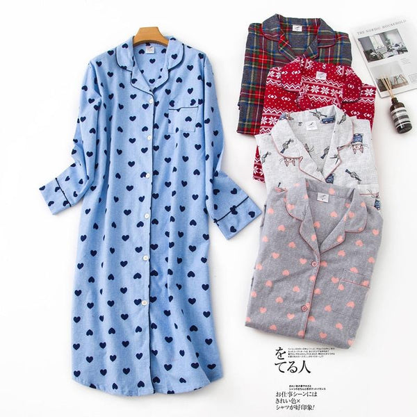 New Extended Flannel Nightdress Women Sleepwear Plus Size Nightwear Long Sleeve 100% Cotton Fattening Lady's Household Clothes