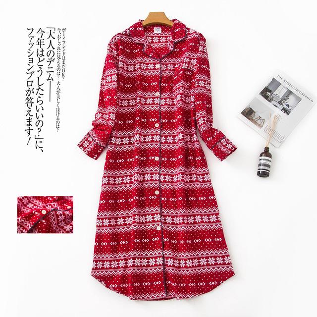 New Extended Flannel Nightdress Women Sleepwear Plus Size Nightwear Long Sleeve 100% Cotton Fattening Lady's Household Clothes