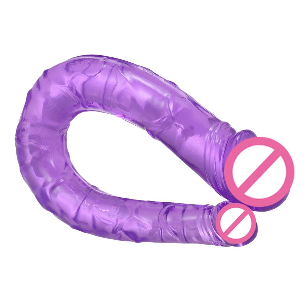 Double Long Soft Jelly Dildo Vibrator Lesbian Vaginal Anal Plug Massage For Women Realistic Dildos Sex Toys For Woman Gays