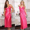 2019 Ladies Long Satin Nightdress Nightie Deep Lace Plus Size Nightwear Sleepwear