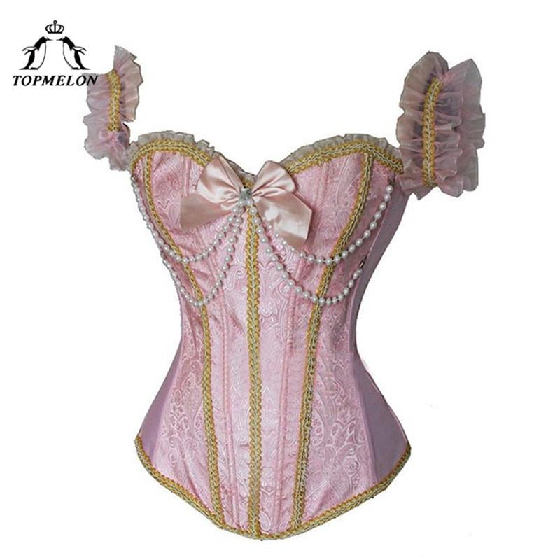 TOPMELON Steampunk Corsets and Bustiers Gothic Corselet Corset Women Bustier Beading Halter Plays Party Club Shows Corset Tops