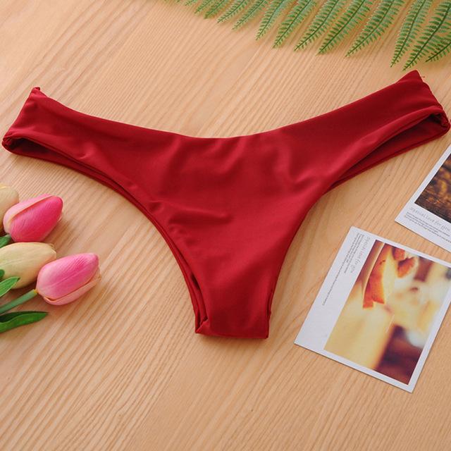 Women Sexy Briefs Swimwear Solid Panties Cross Bandage Sand Swim Shorts Low Waist Beachwear  Bottoms Plus Size