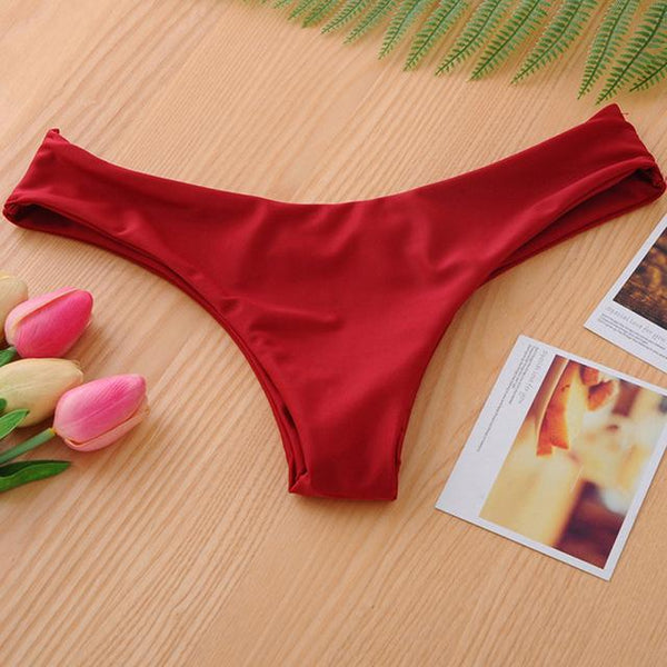 Women Sexy Briefs Swimwear Solid Panties Cross Bandage Sand Swim Shorts Low Waist Beachwear  Bottoms Plus Size