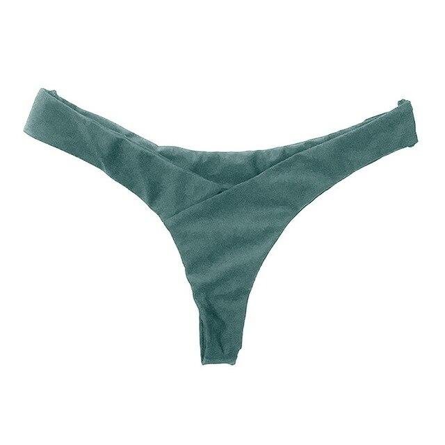 Women Sexy Briefs Swimwear Solid Panties Cross Bandage Sand Swim Shorts Low Waist Beachwear  Bottoms Plus Size