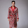 2018 New Men Robes Sexy Bathrobe Long Sleeve Nightdwear Print Silk-like Night-robe Male Woven Nightgown Homewear Big Yard L-XXL