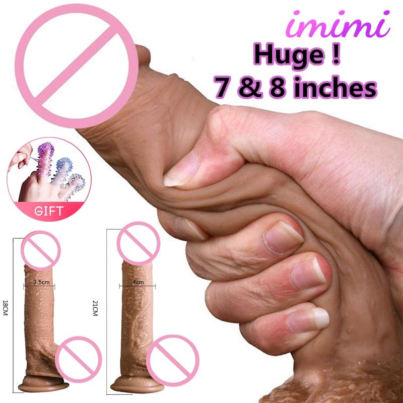 Soft Huge Realistic Flesh Dildo Male Artificial Penis With Suction Cup Vibrating Female Masturbator Adult Sex Toy for Lesbian