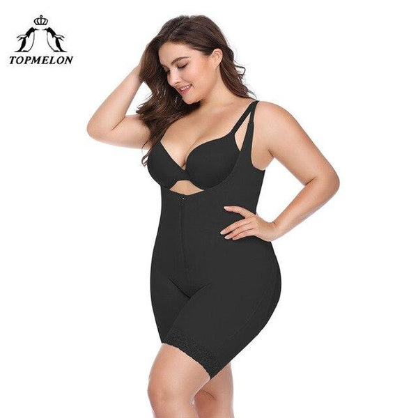 TOPMELON New Bodysuit Black Grey Beige Spendex High Quality Shapers for Women S-6XL Undebust Corset Zipper Bodyshaper