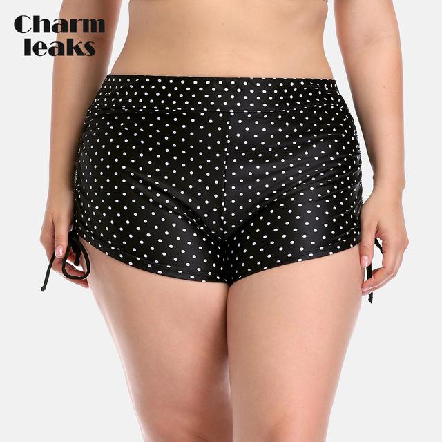 Charmleaks Women High Waist Swimming Trunks Ladies Plus Size Bikini Bottom Polka Dot Swimwear Briefs Swimming Trunks