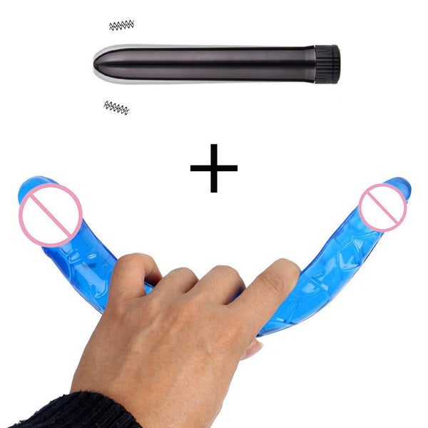 Double Long Soft Jelly Lesbian Vagina Anal Plug Butt Plug Massage For Women Realistic Adult Dildo Vibrator Sex Toys For Woman AV