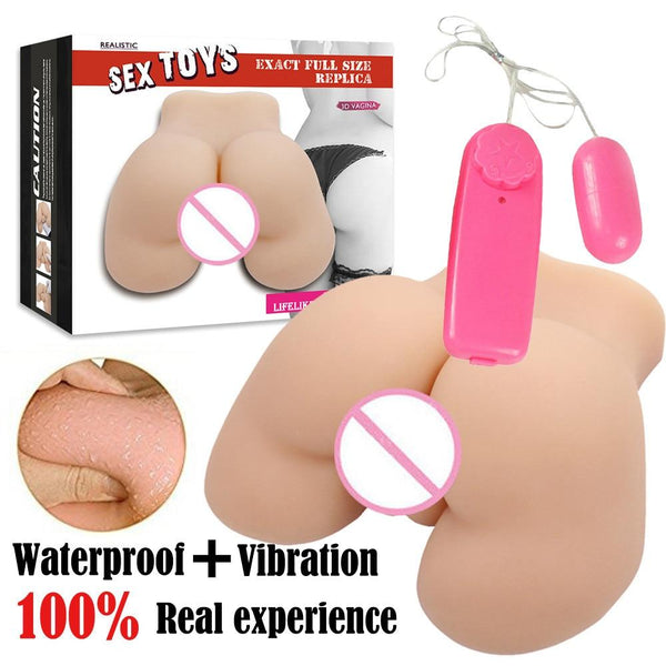 Waterproof Vibration 3D Realistic Sex Doll Male Masturbator Vagina Anal Pussy Egg shake double channel male masturbation