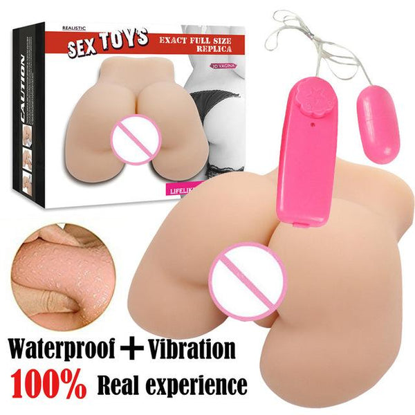 Waterproof Vibration 3D Realistic Sex Doll Male Masturbator Vagina Anal Pussy Egg shake double channel male masturbation