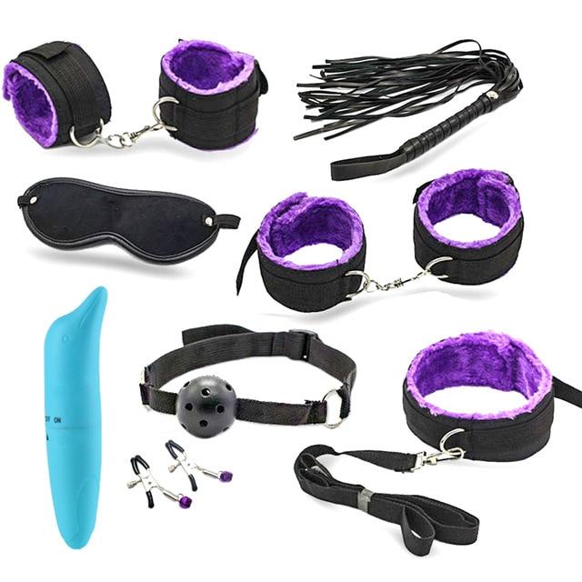 Adult Sex Product Kit Dildo Vibrator & Anal Plugs Finger Massager BDSM Slave Bandage With Ring Adult Games Sex Toys For Couples