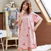 2019 Summer sleepdress Cotton Women Sleepwear Leisure Loose Long Printed Ladies Nightgown Young Girl Outwear Party Nightdress