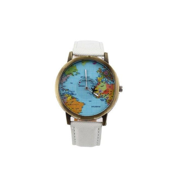 Hot Sale Mini World Fashion Quartz Watch Men Unisex Map Airplane Travel Around The World Women Leather Dress Wrist Watches 10