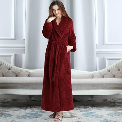 On Sale Lovers Thick Warm Winter Bathrobe Men Soft as Silk Extra Long Kimono Bath Robe Male Dressing Gown for Mens Flannel Robes
