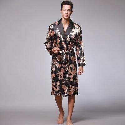Mens Summer Paisley Print Silk Robes Male Senior Satin Sleepwear Satin Pajamas Long kimono Dressing Gown Bathrobe For Men