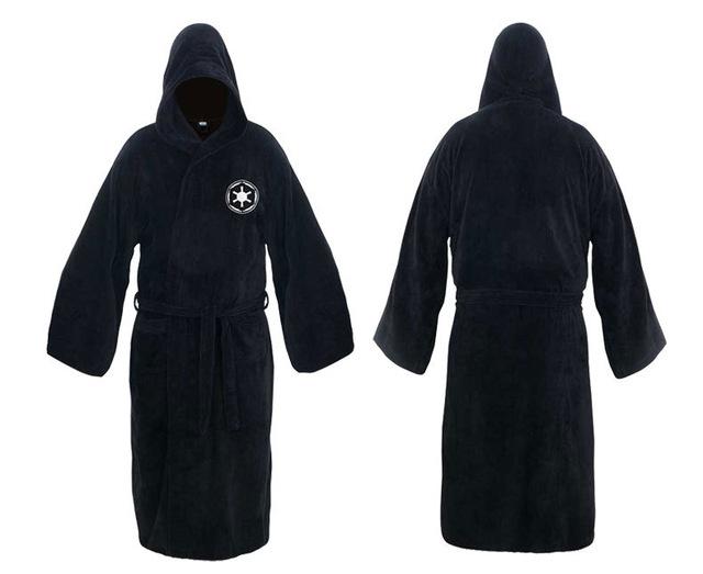 Flannel Robe Male with Hooded Thick Star Wars Dressing Gown Jedi Empire Men's Bathrobe Winter Long Robe Mens Bath Robe Pajamas