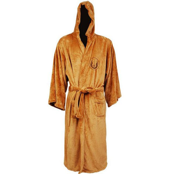 Flannel Robe Male with Hooded Thick Star Wars Dressing Gown Jedi Empire Men's Bathrobe Winter Long Robe Mens Bath Robe Pajamas